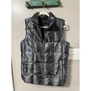 Lands End Metallic Gray Down Puffer Vest Women's Sz Small (6-8)
